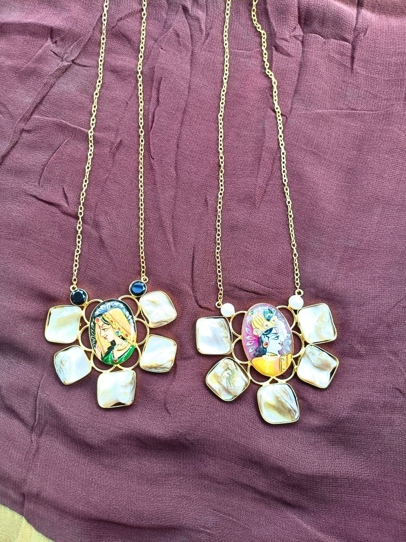 Hand-Painted Krishna Pendant Set