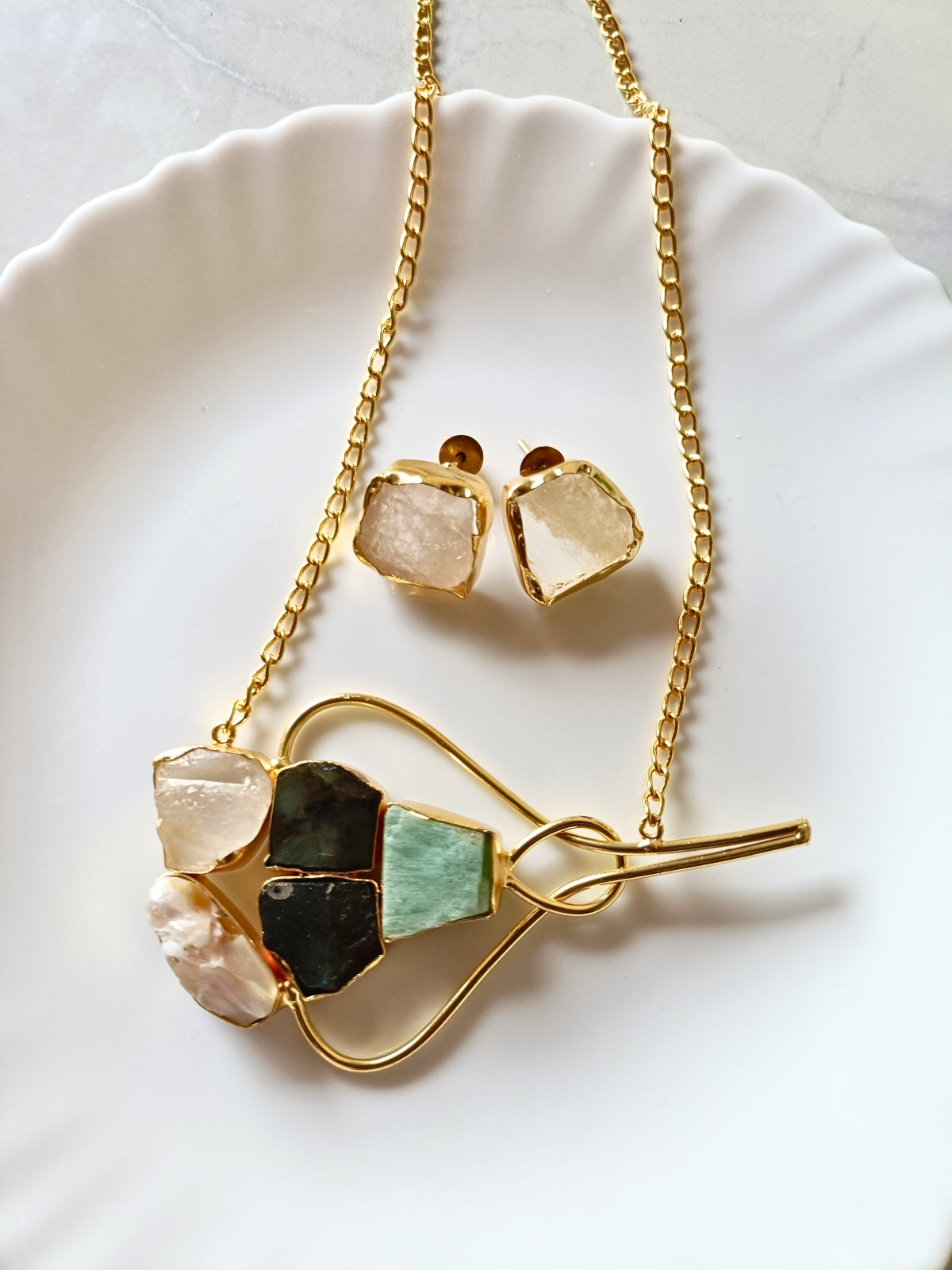 Raw Stone Contemporary Pendant Set