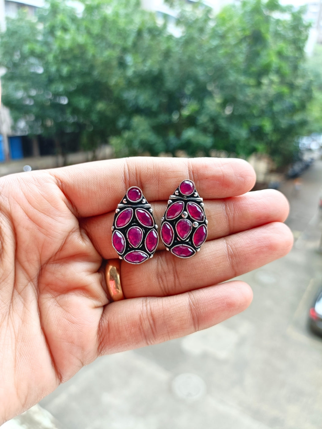 Brija Ruby Stud Earrings