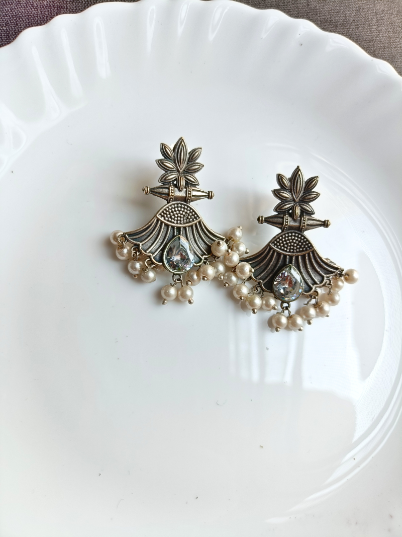 Nithila Silver Oxidised Earrings