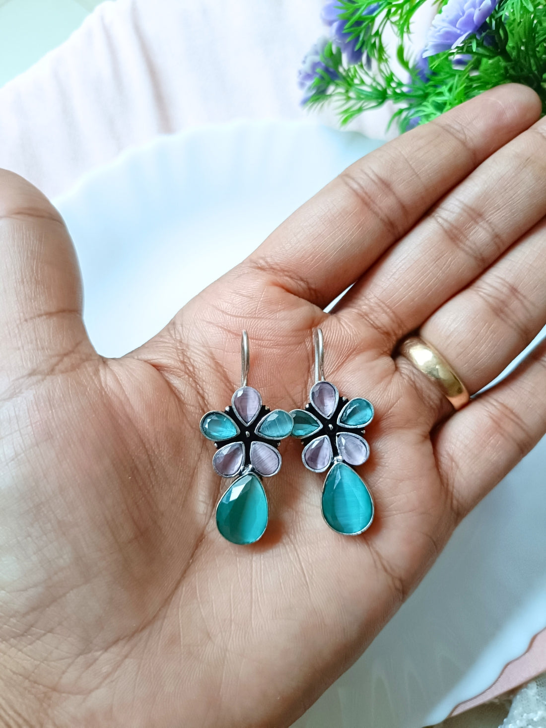 Ojaswini Stone Hook Earrings