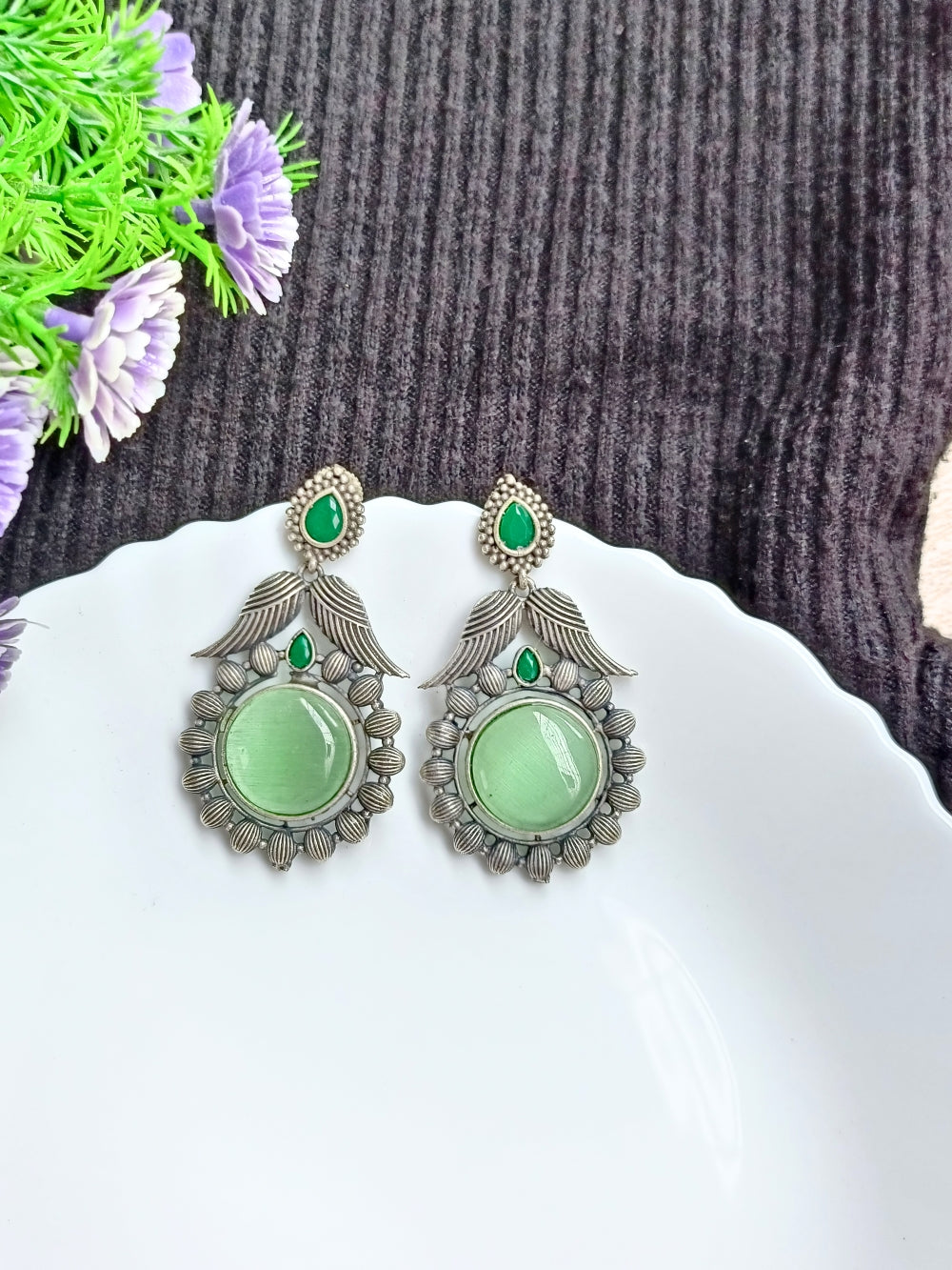 Baani Stone Oxidised Earrings