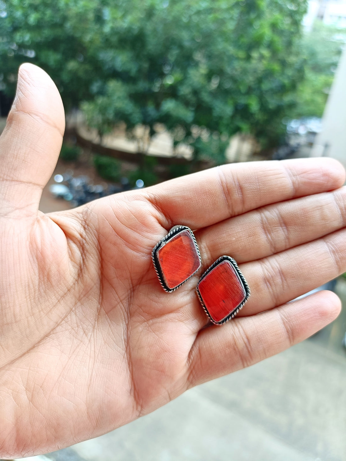 Rutvi Stone Oxidised Earrings