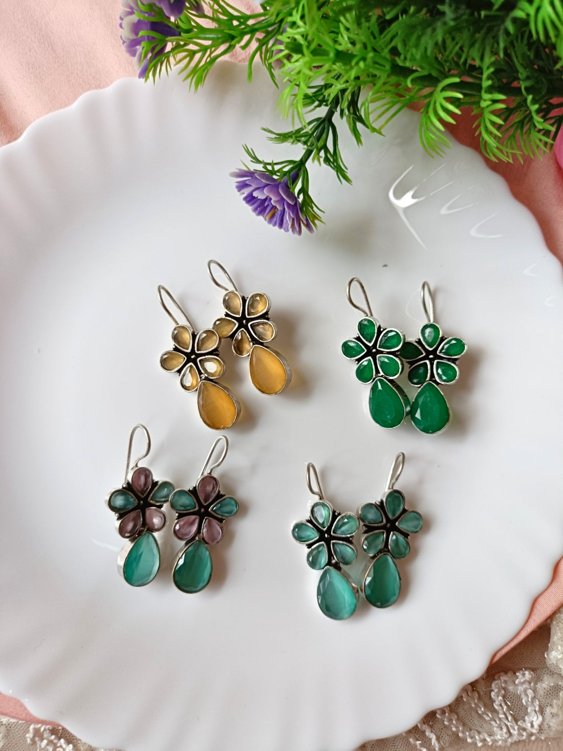 Ojaswini Stone Hook Earrings