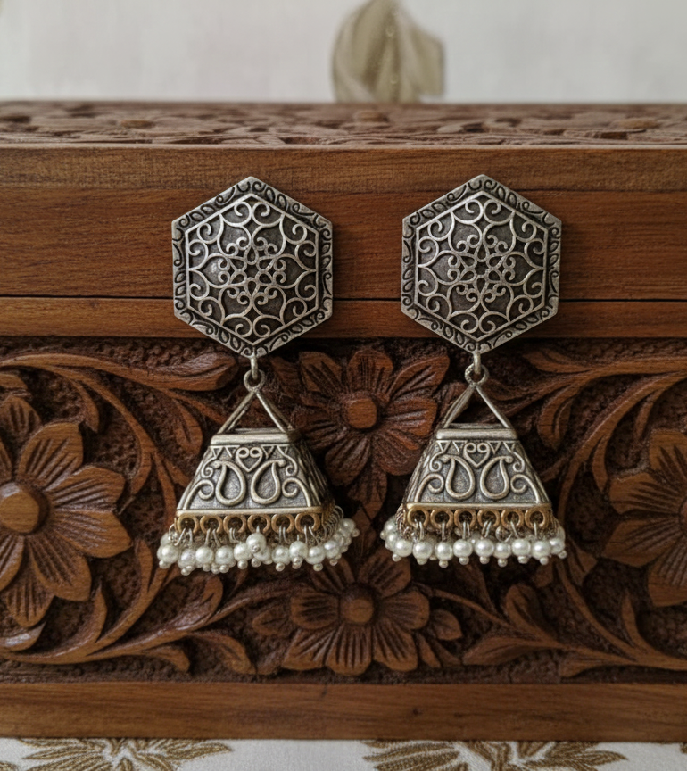 Neer Oxidised Jhumka