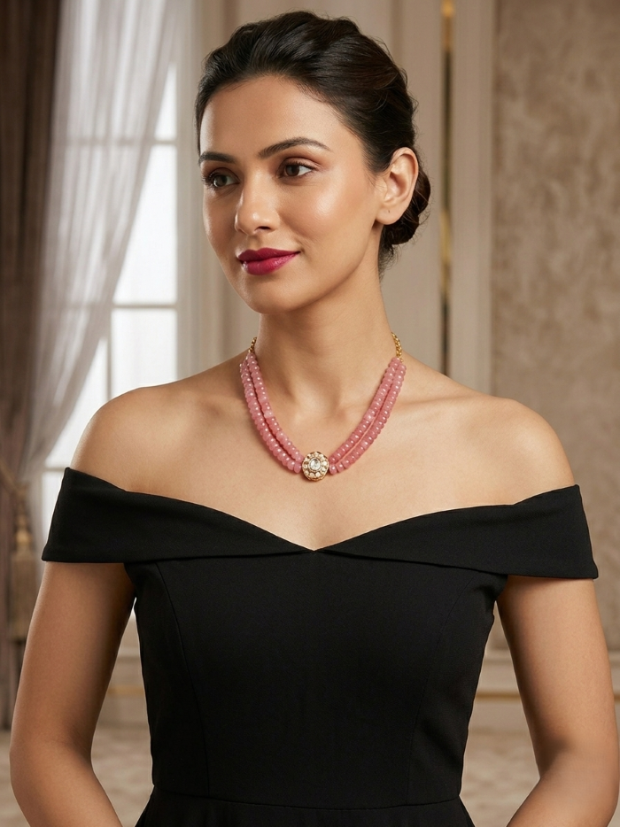 Blush Pink Pearl Kundan Choker