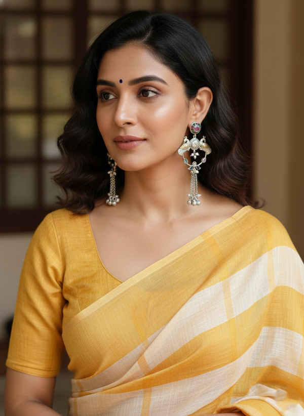 Bird Ghungroo Chandbali Earrings