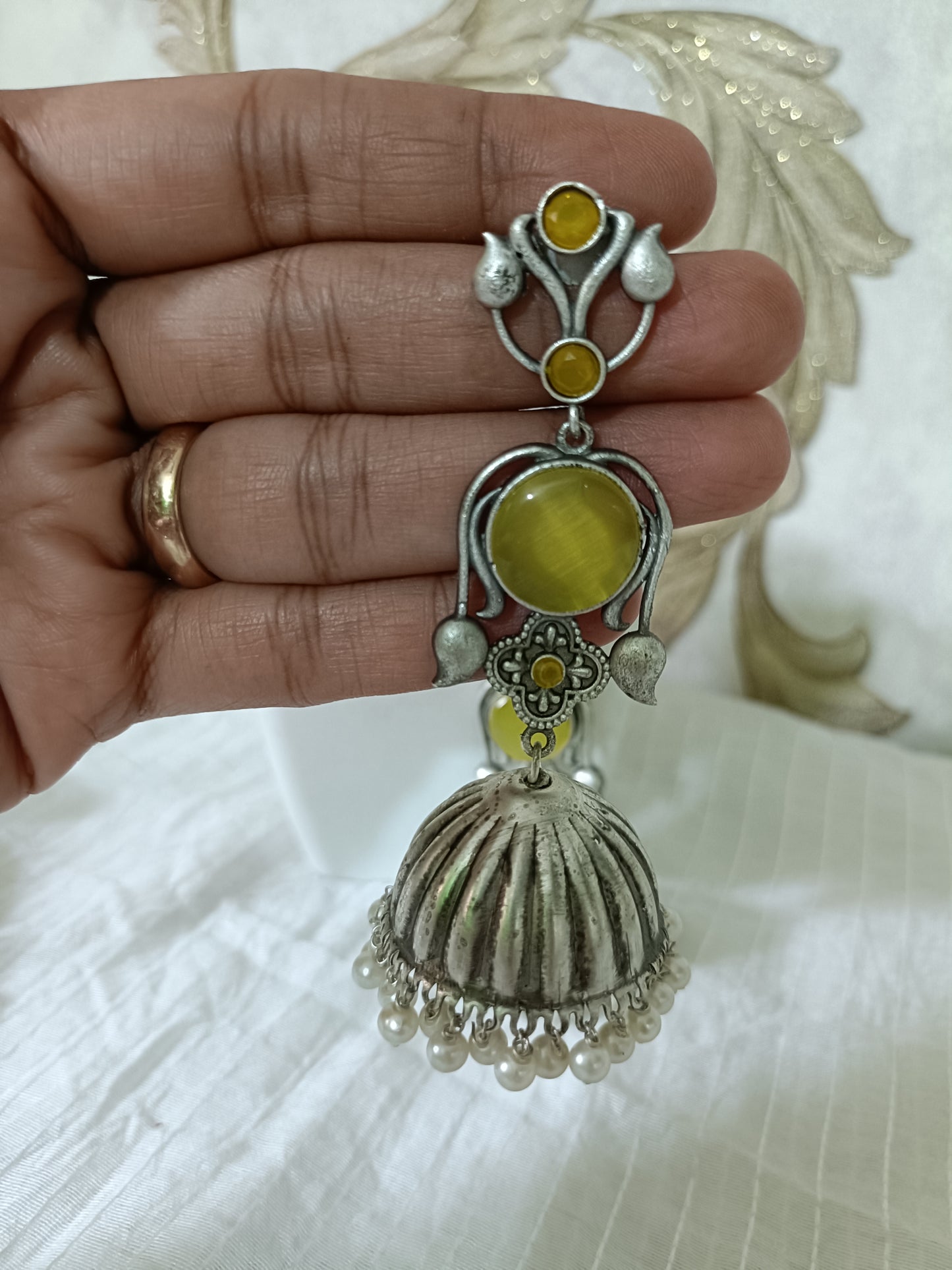 Sia Silver look alike Oxidised Jhumka