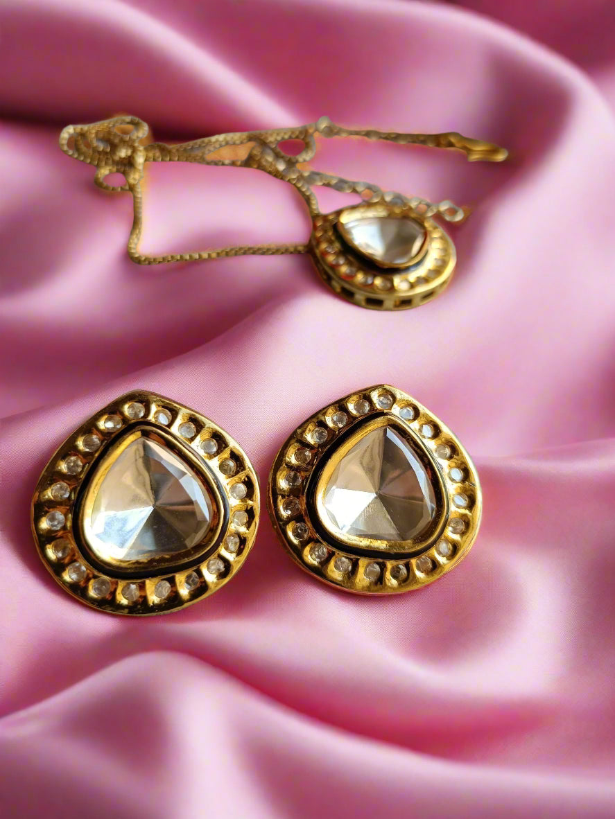 Polki Chain Pendant Set