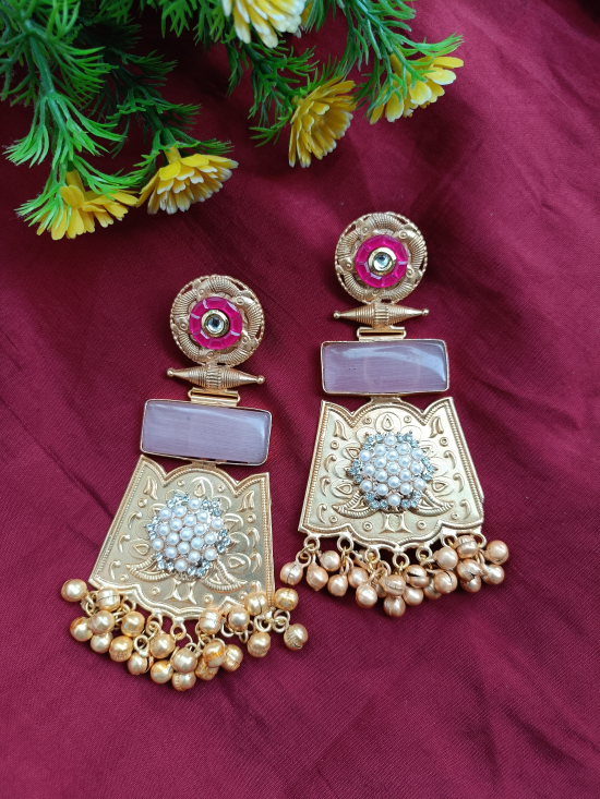 Vrinda Golden Earrings