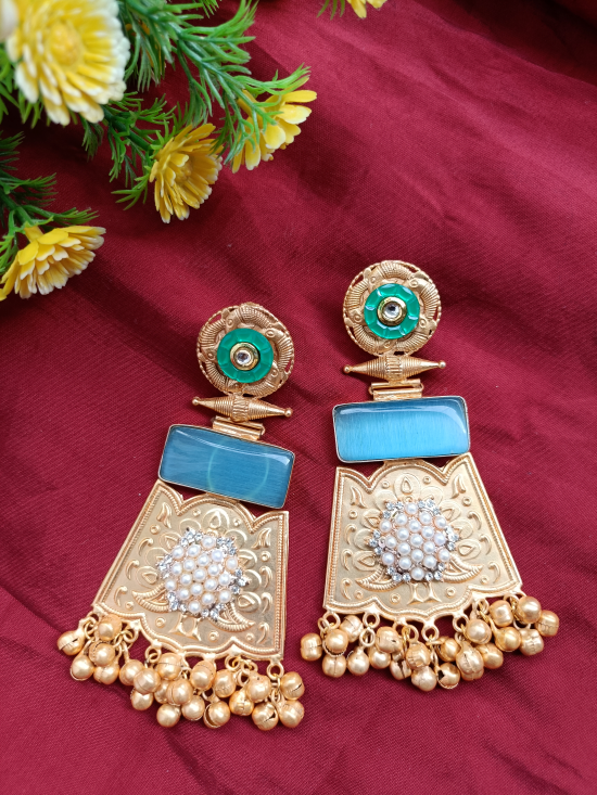 Vrinda Golden Earrings