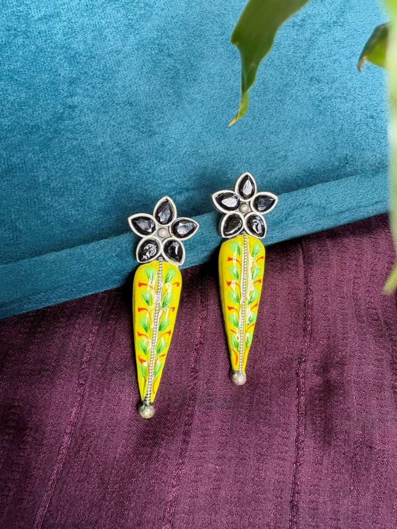 Meenakari Stone Oxidised Earrings