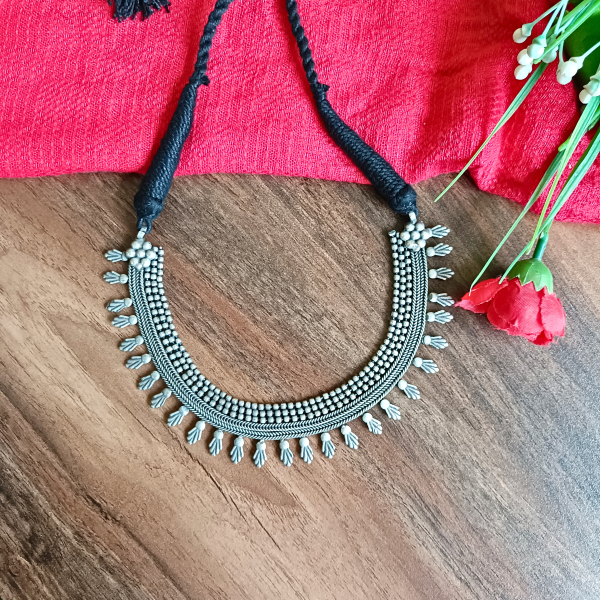 silver oxidised choker set