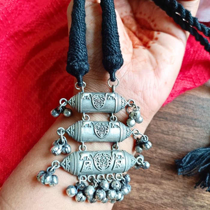 silver oxidised necklace