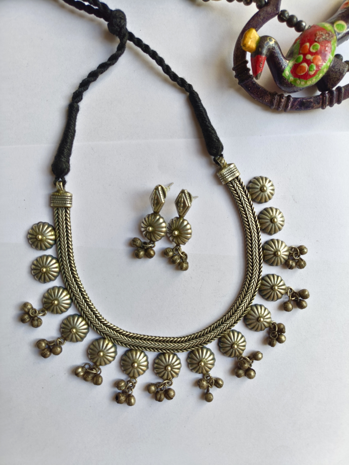 silver oxidised necklace