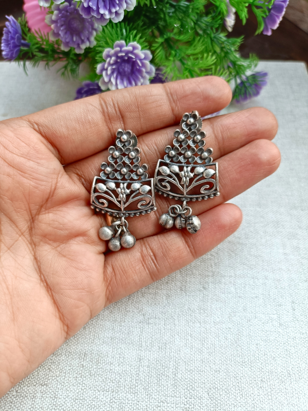 Anu Priya Silver Oxidised Earrings