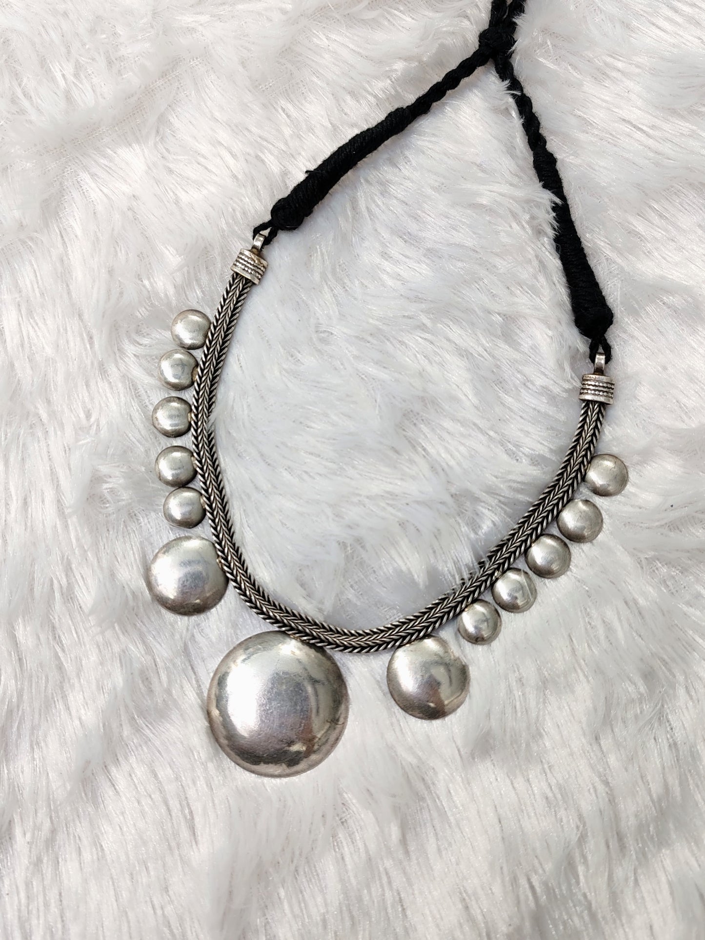 Silver oxidised necklace