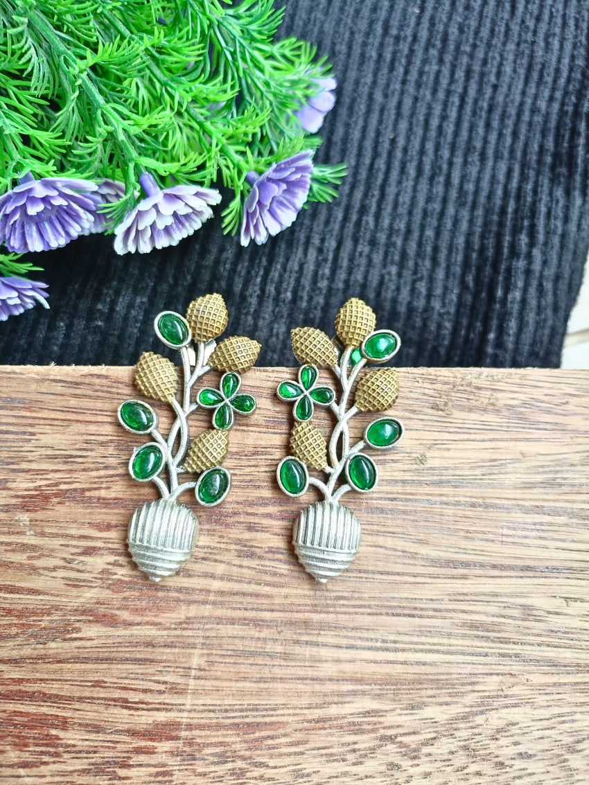 Flora Dual Tone Earrings