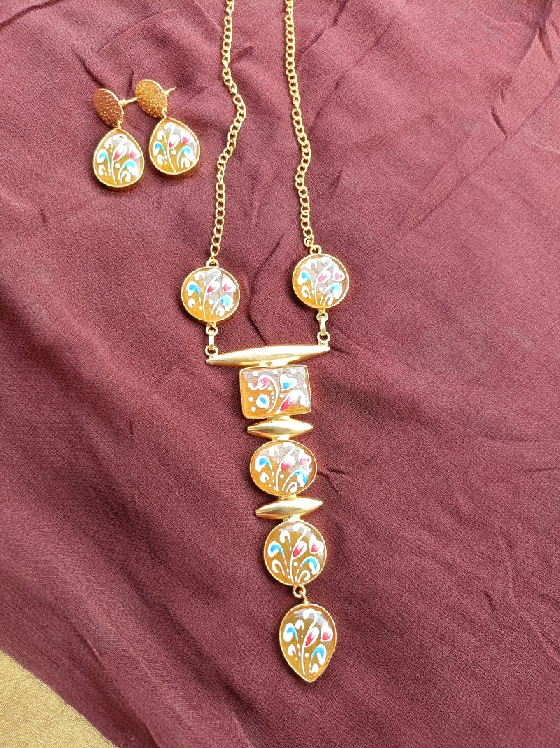 Elegant Handcrafted Enamel Pendant Set