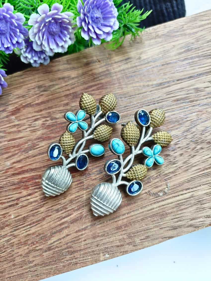 Flora Dual Tone Earrings