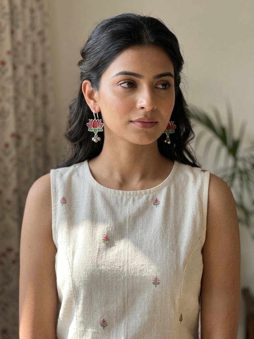 Lotus Bloom Oxidised Earrings