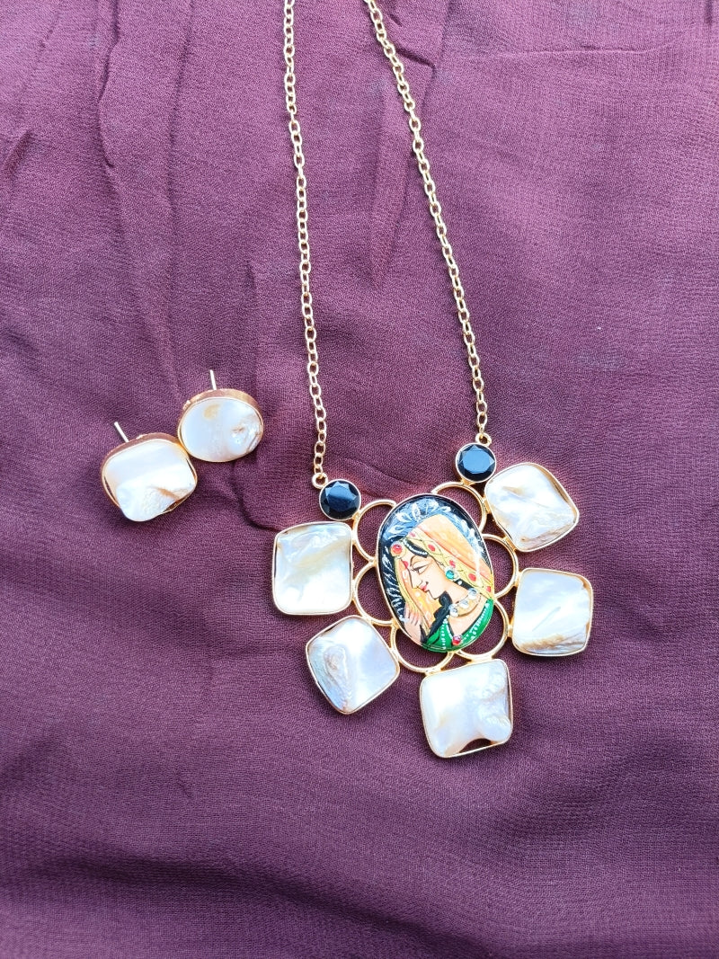 Hand-Painted Krishna Pendant Set