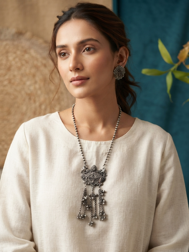 Tribal Goddess Oxidized Pendant Set