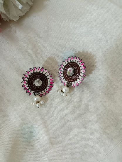 Hand Painted Oxidised Studs