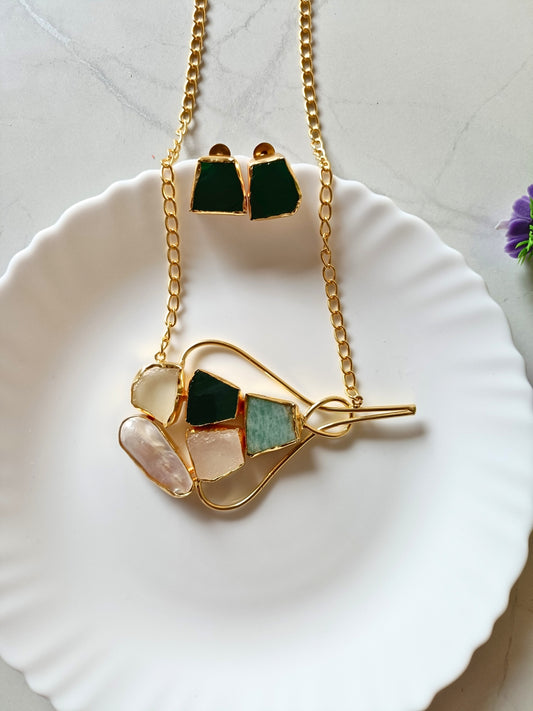 Raw Stone Contemporary Pendant Set