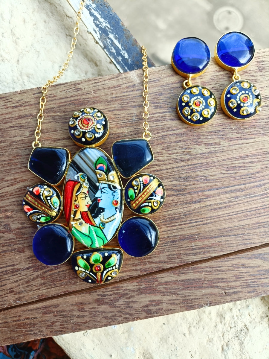 Radhe krishna Tanjore Pendant Set