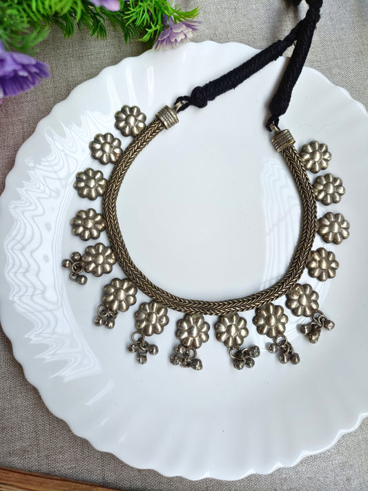 oxidised silver  necklace