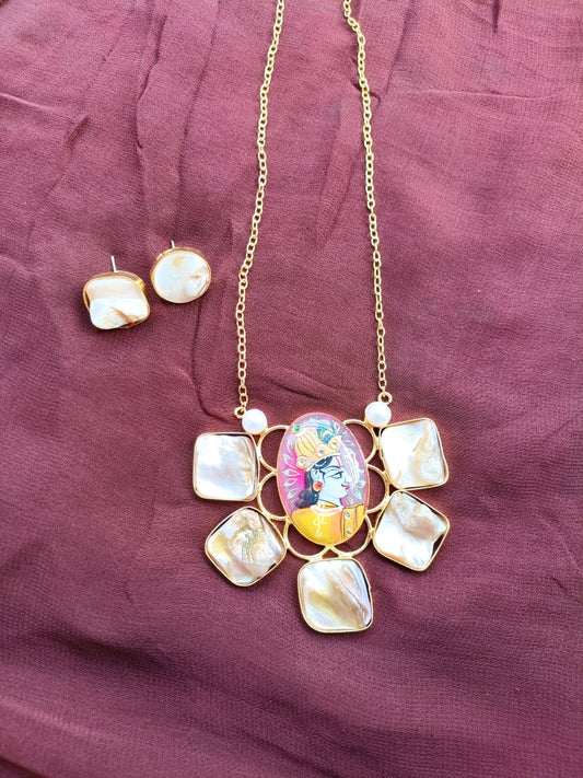 Hand-Painted Krishna Pendant Set