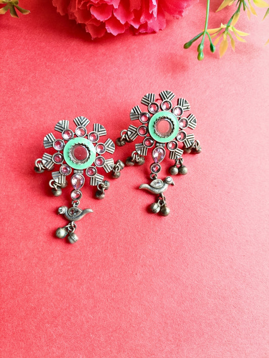 Bird Stone Stud Earrings