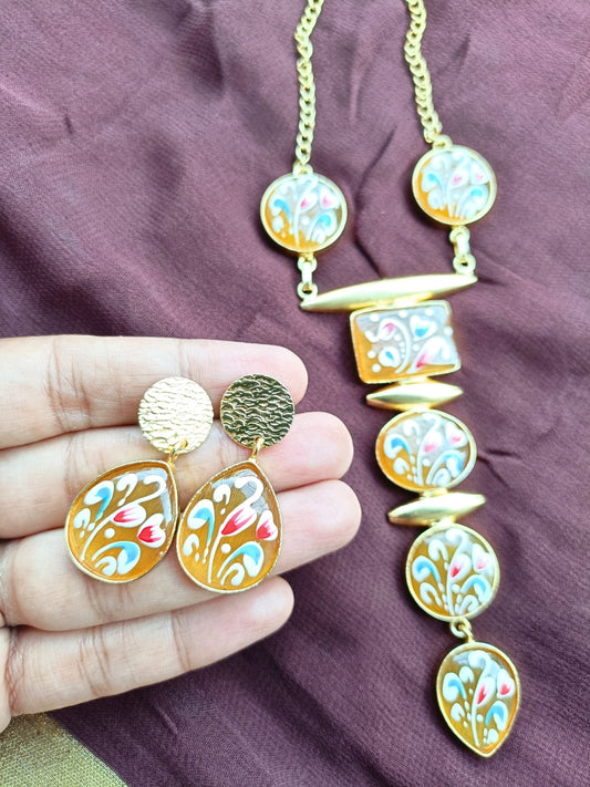 Elegant Handcrafted Enamel Pendant Set