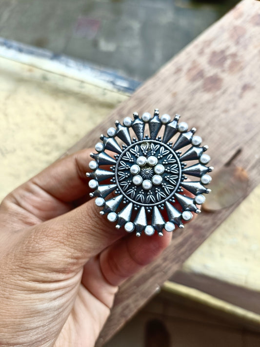 Purva Oxidised Finger Ring