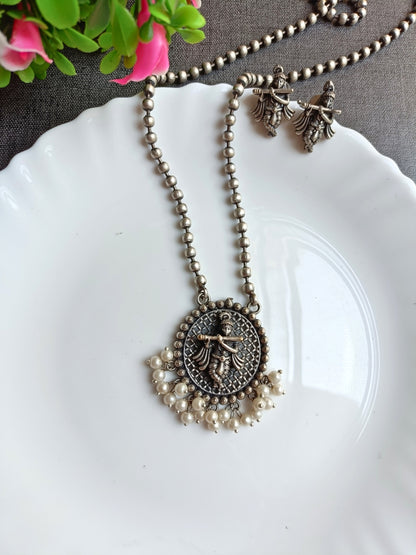 Krishna Oxidised Pendant Set