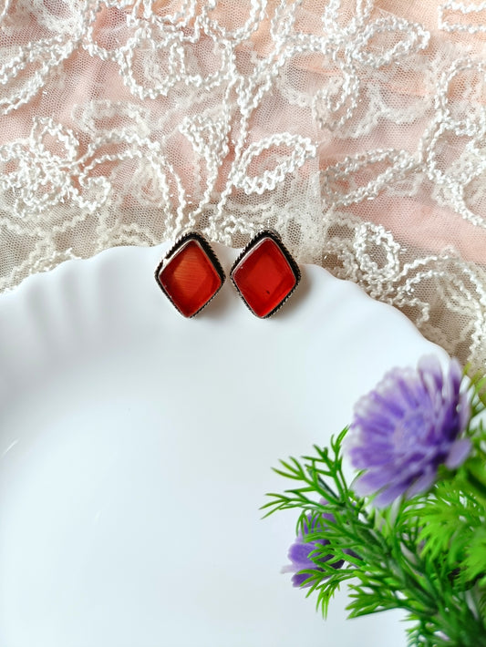 Rutvi Stone Oxidised Earrings