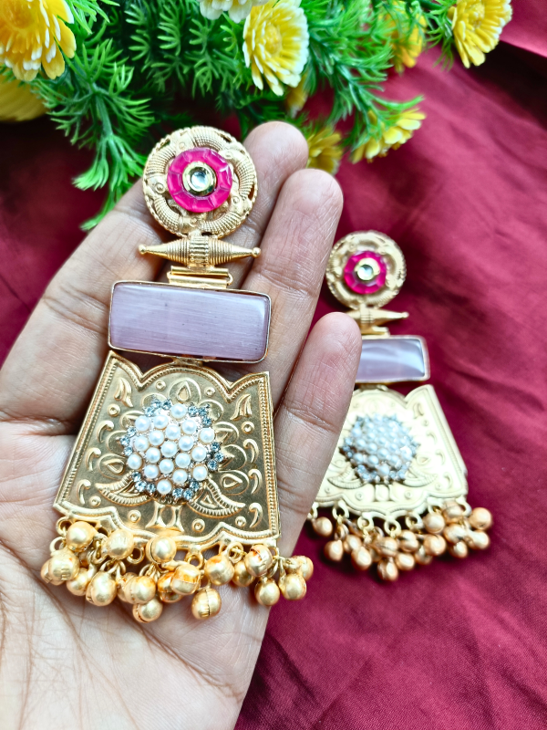 Vrinda Golden Earrings
