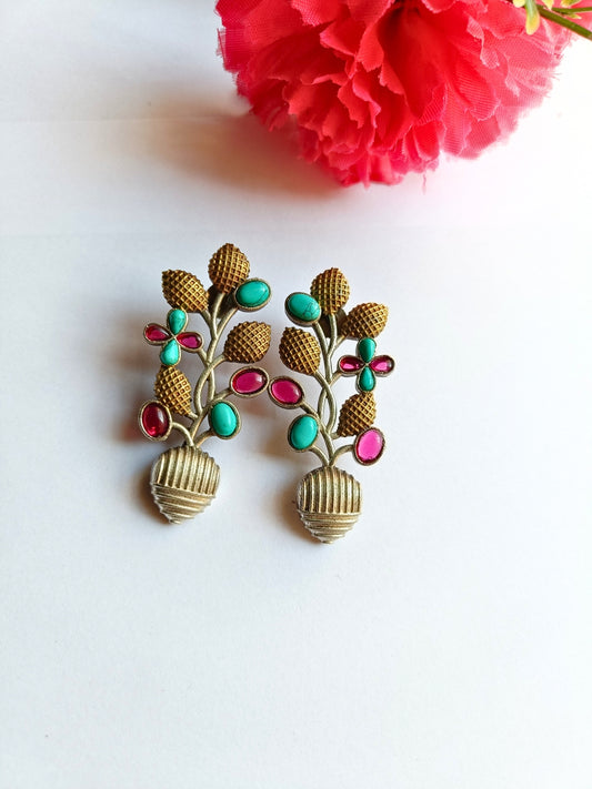 Flora Dual Tone Earrings