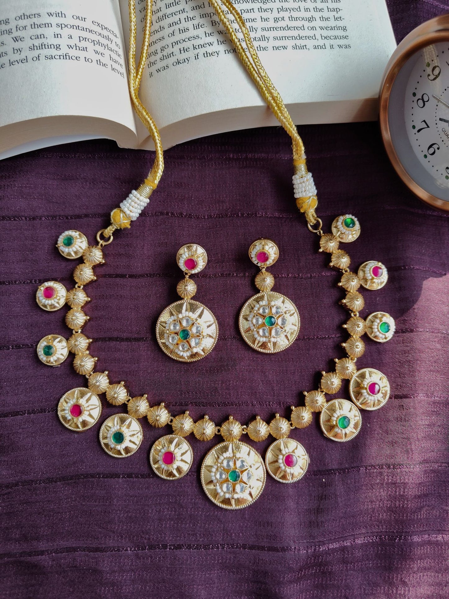 Devika Golden Necklace Set
