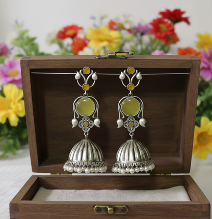 Sia Silver look alike Oxidised Jhumka