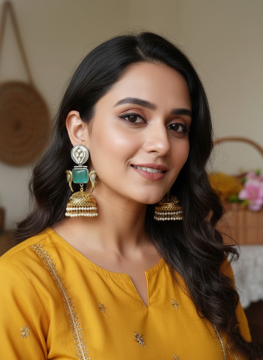 Dual Tone Jhumka Earrings