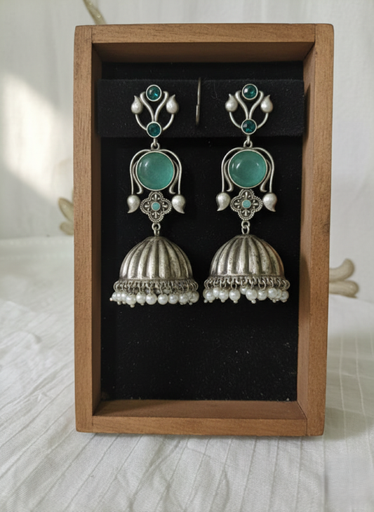 Sia Silver look alike Oxidised Jhumka