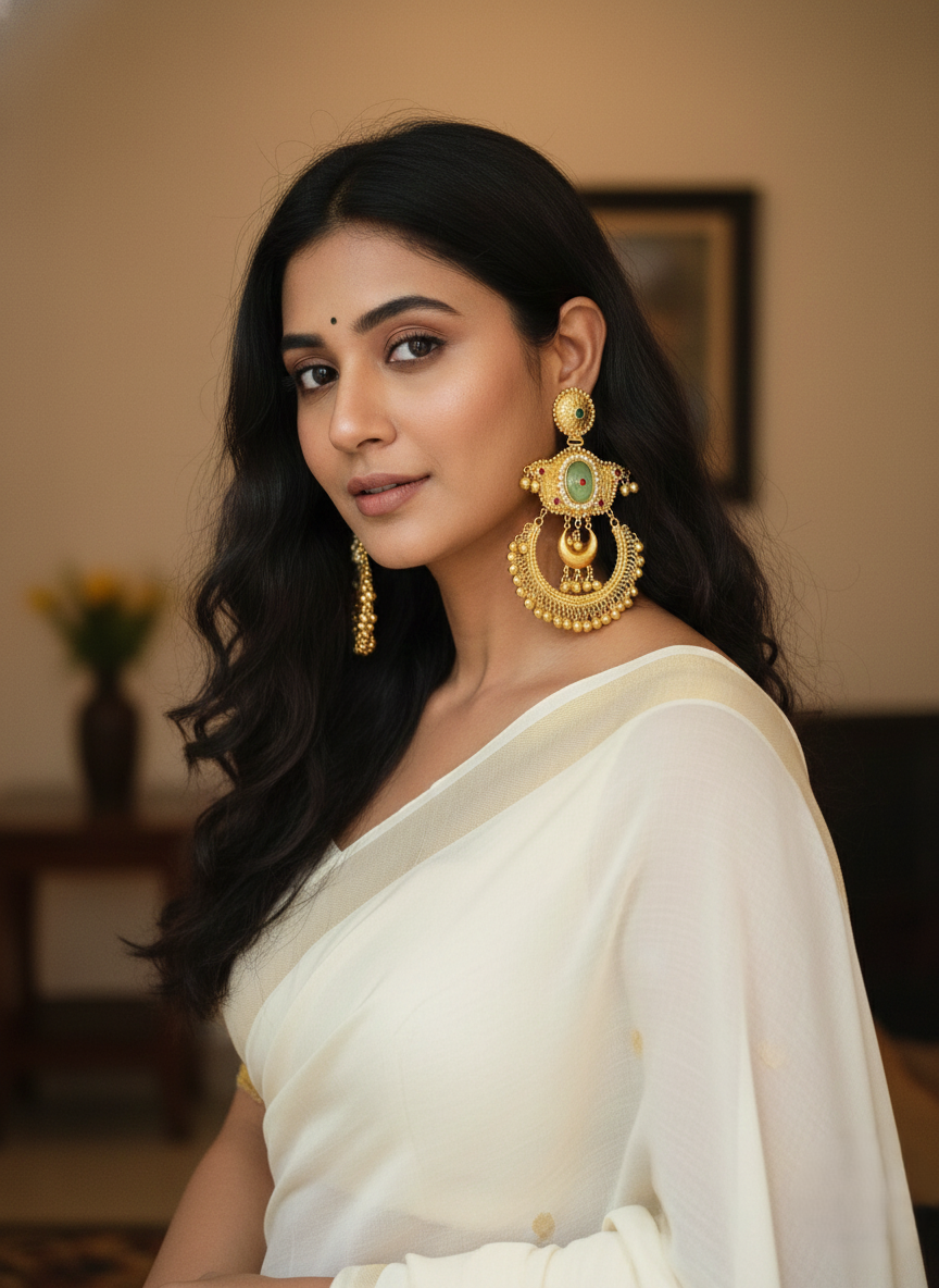 Pahal Handmade Golden Chandbali