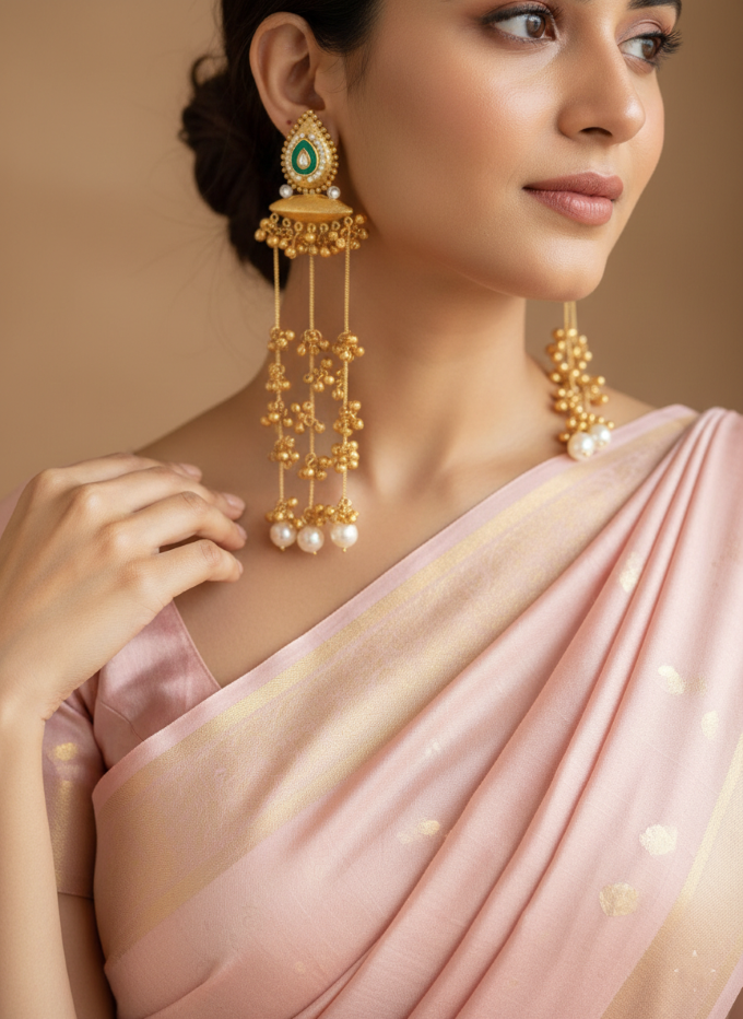 Dual tone kashmiri earrings