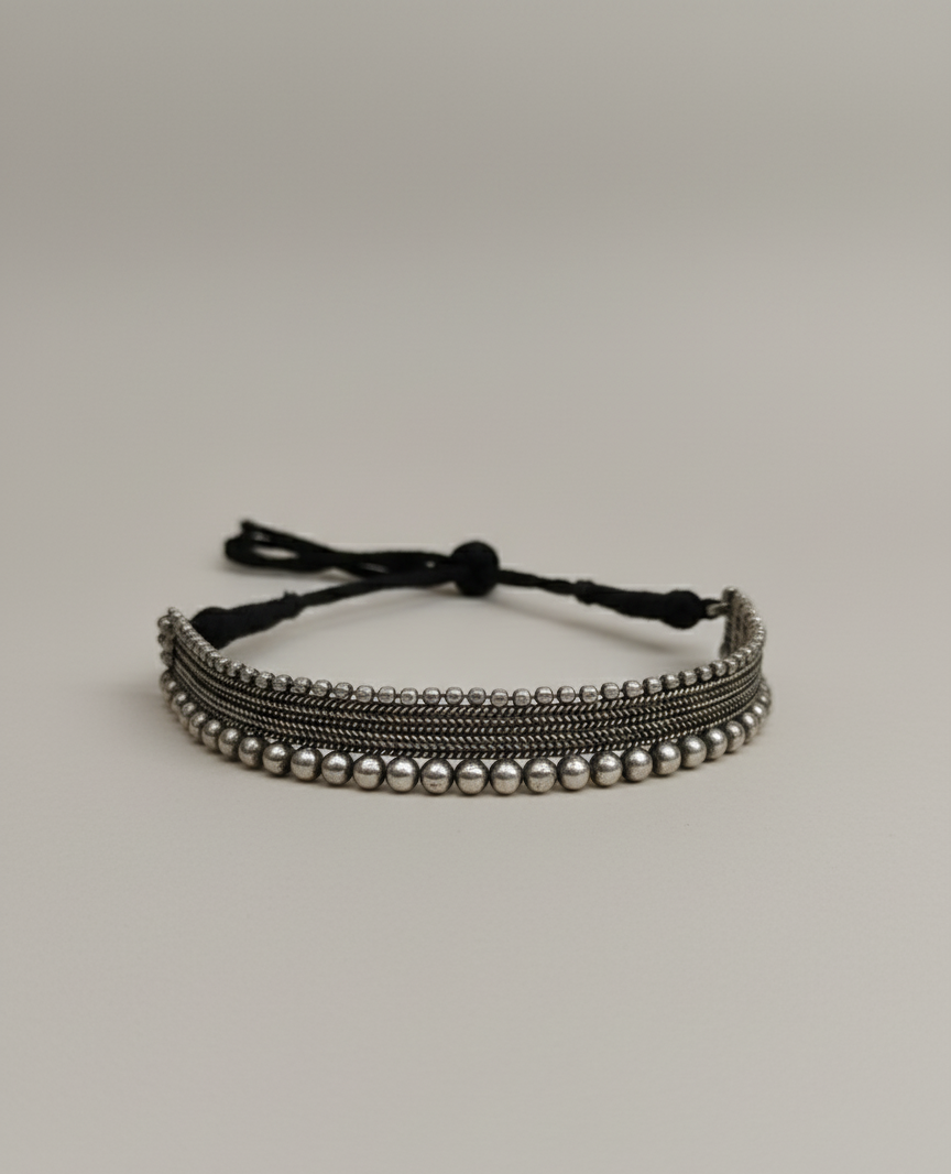 silver oxidised choker