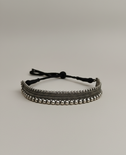 silver oxidised choker