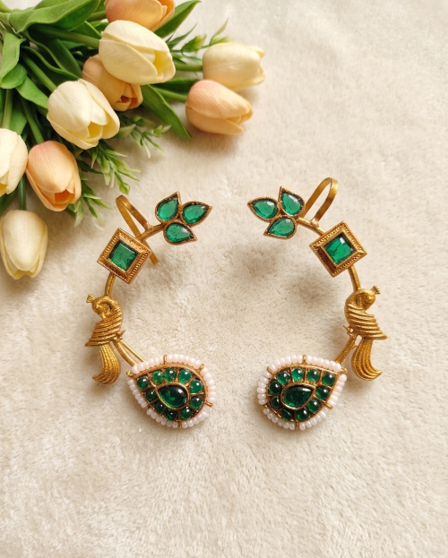 Peacock Golden Earcuff