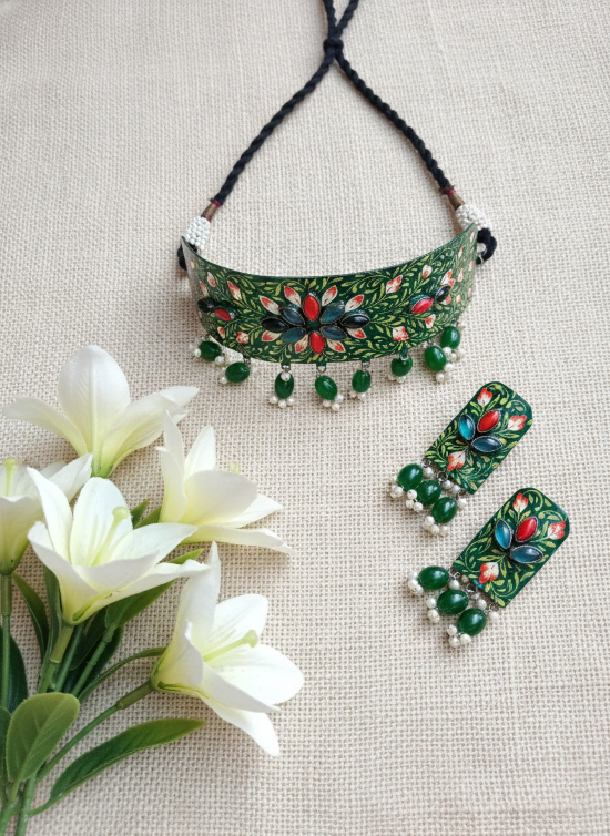 Hand Painted Floral Choker Set