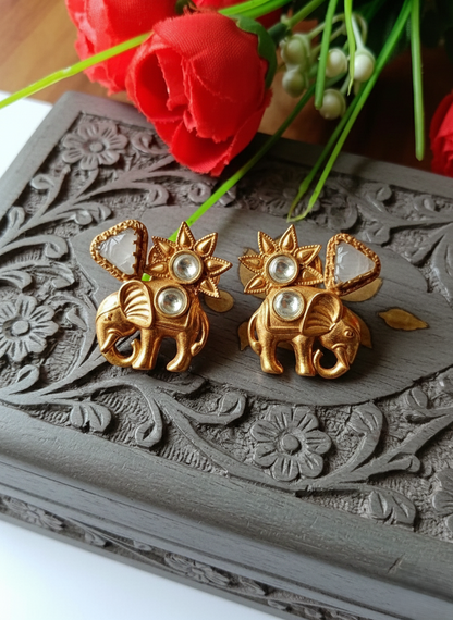 Amrapali Elephant Motifs Earrings